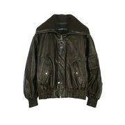 KNIT-COLLAR MA-1 BOMBER JACKET awa756w (KHAKI)