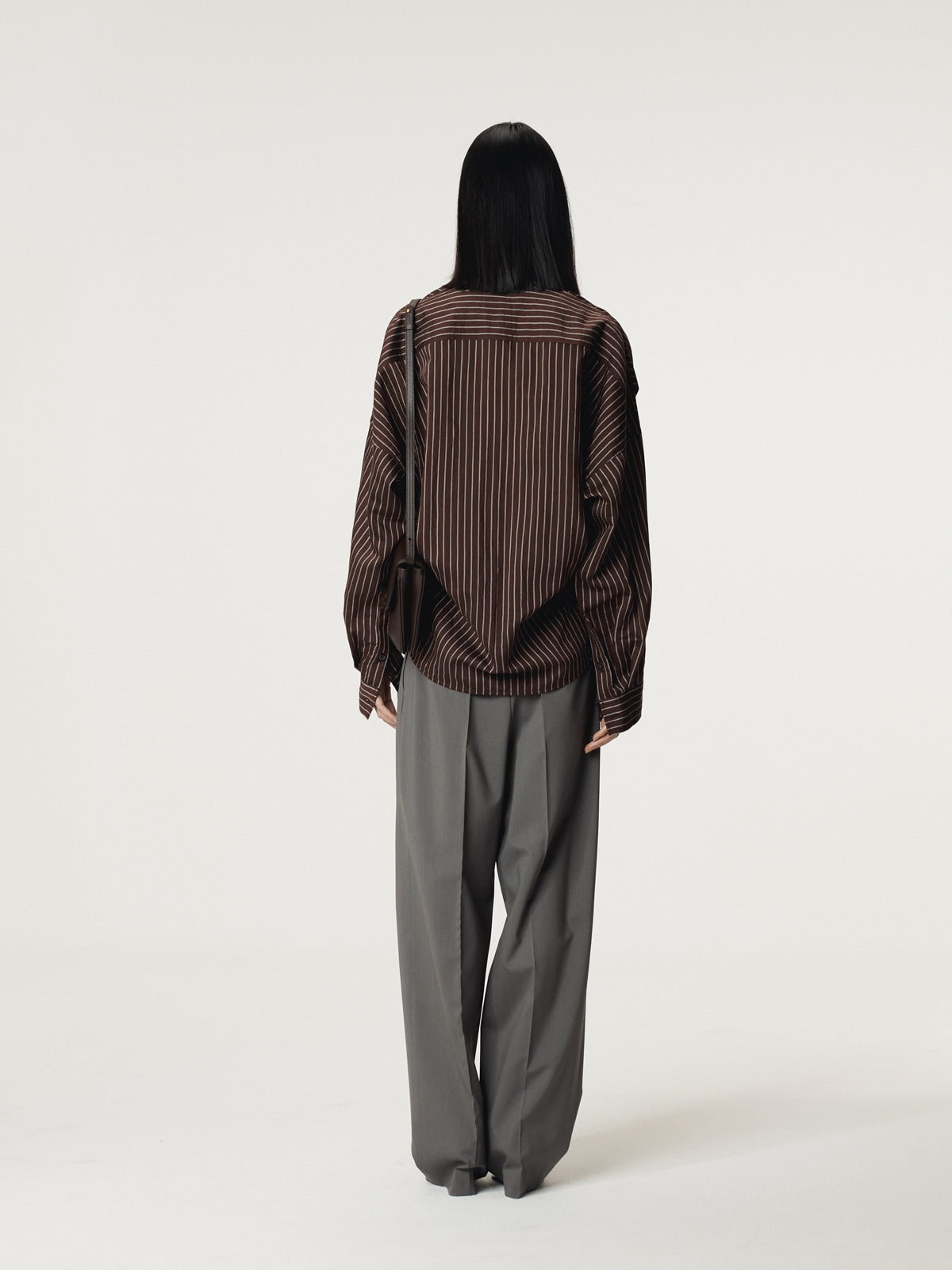 DOUBLE LAYER STRIPE SHIRT (RED BROWN)