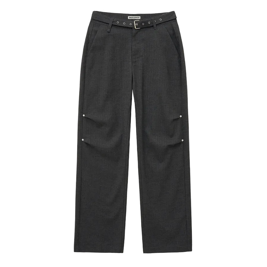 Belted Stripe Pants MELANGE GREY