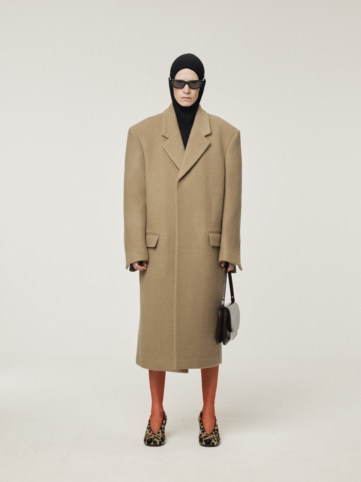 HAIRY WOOL SINGLE COAT (LIGHT KHAKI)