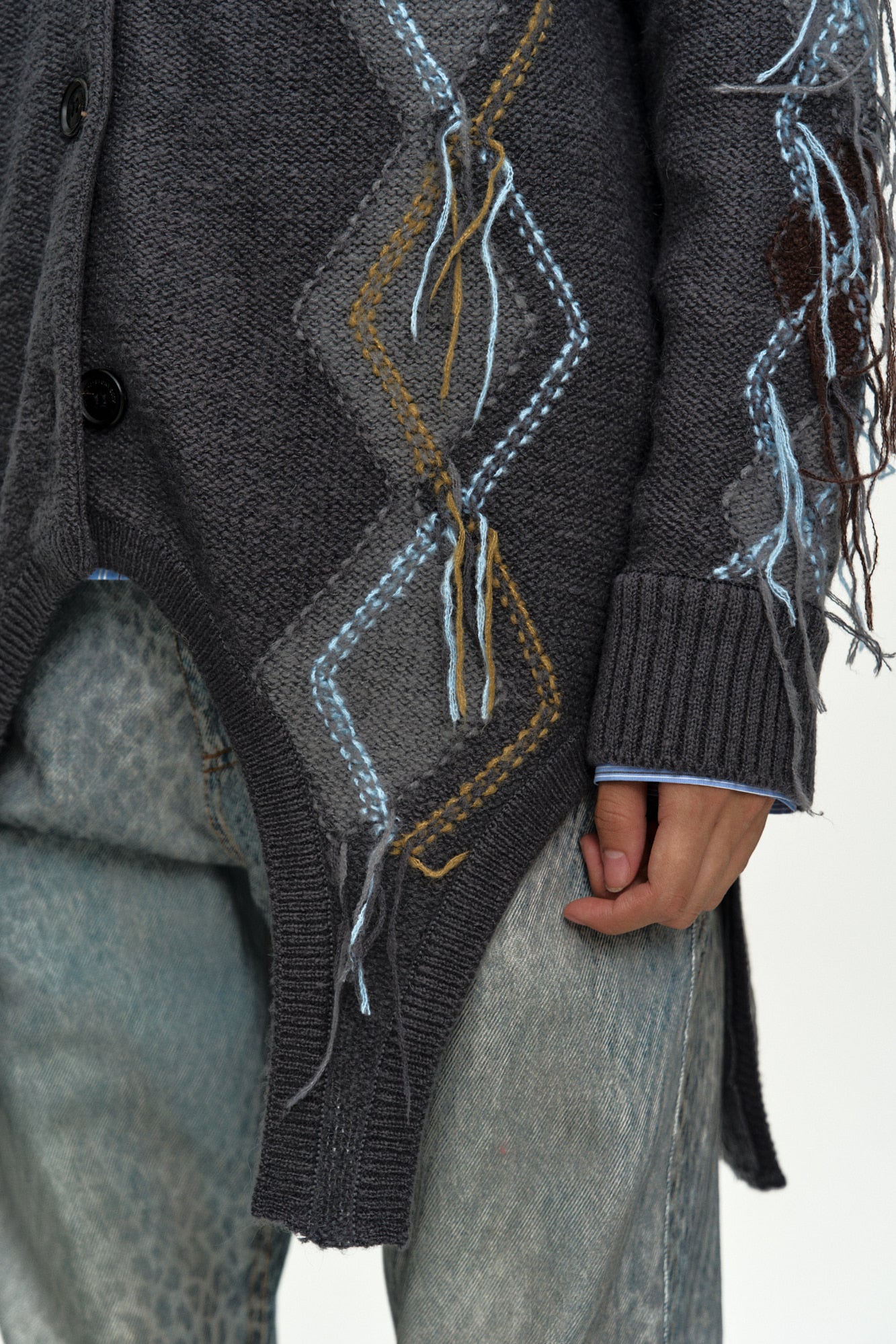 GARTERED ARGYLE CARDIGAN atb1482w (CHARCOAL)