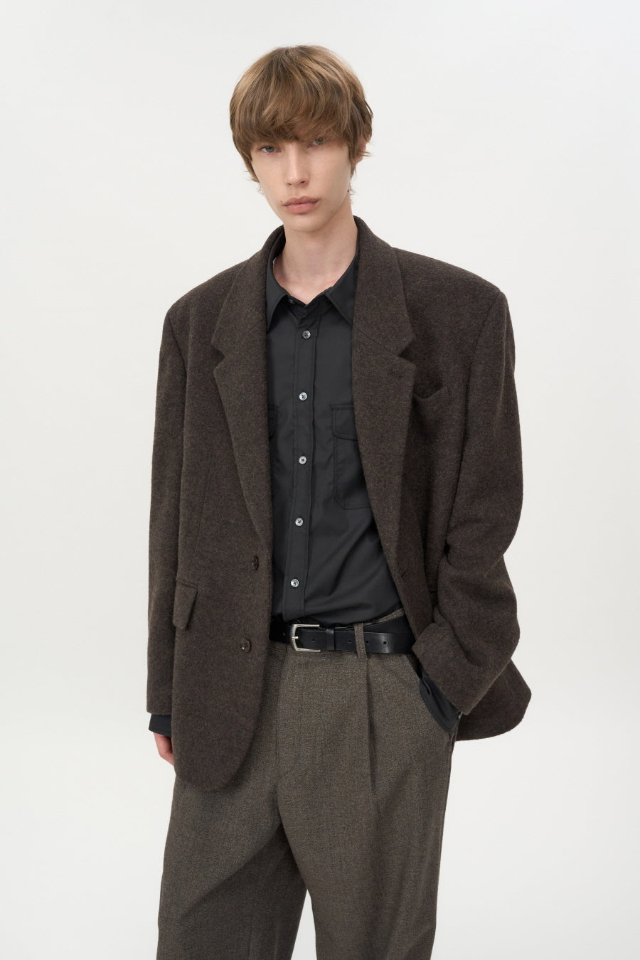 Alpaca Wool Blazer BROWN
