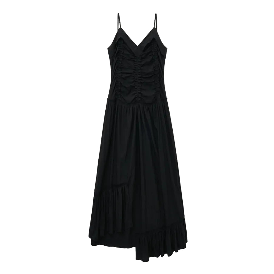 Vintage Frill Maxi Dress BLACK