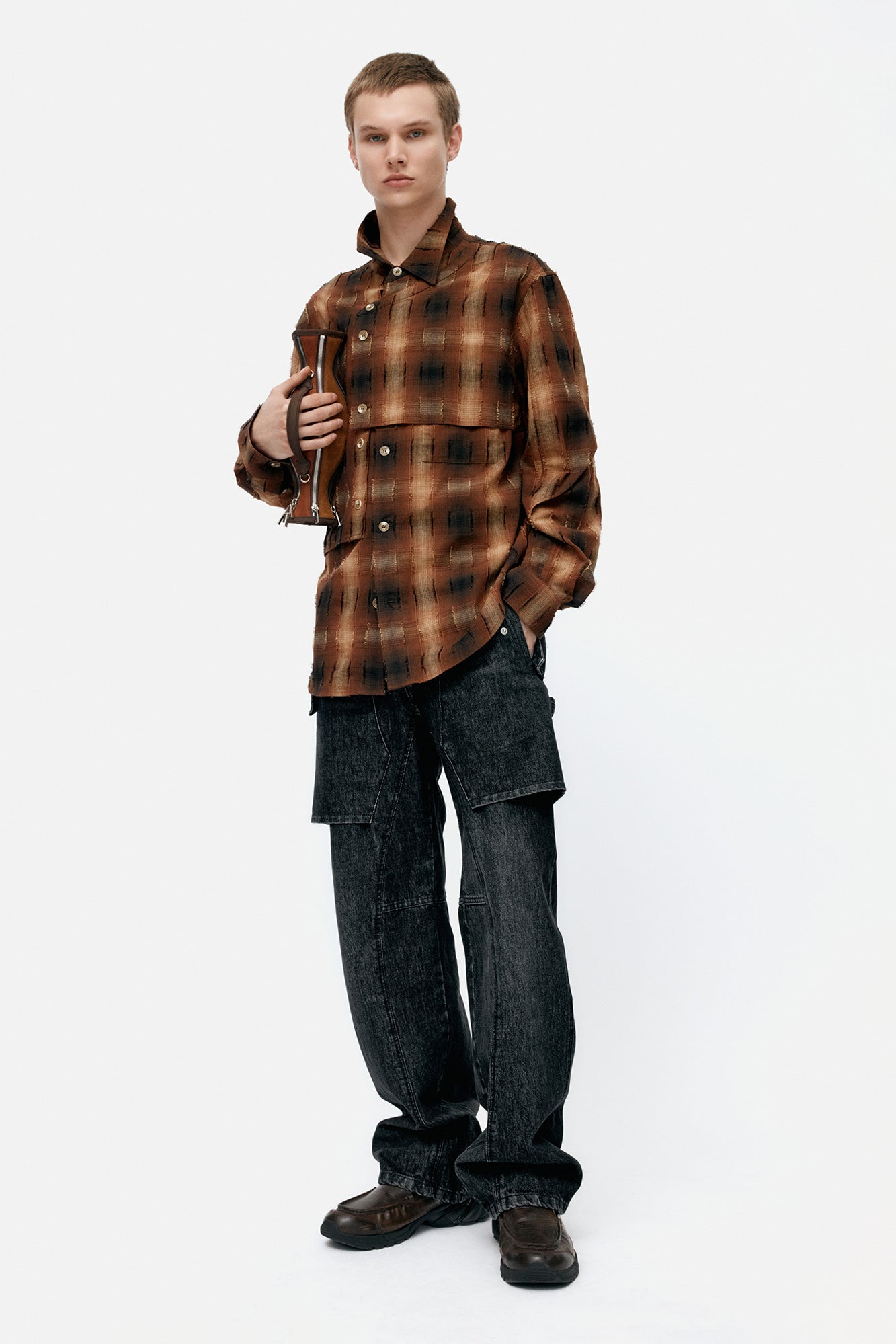 UNISEX RAPTOR LAYERED WIDE-LEG JEANS apa838u (WASHED BLACK)