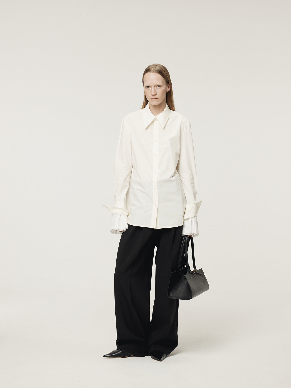 PLEATS CUFFS POINT SHIRT (CREAM)