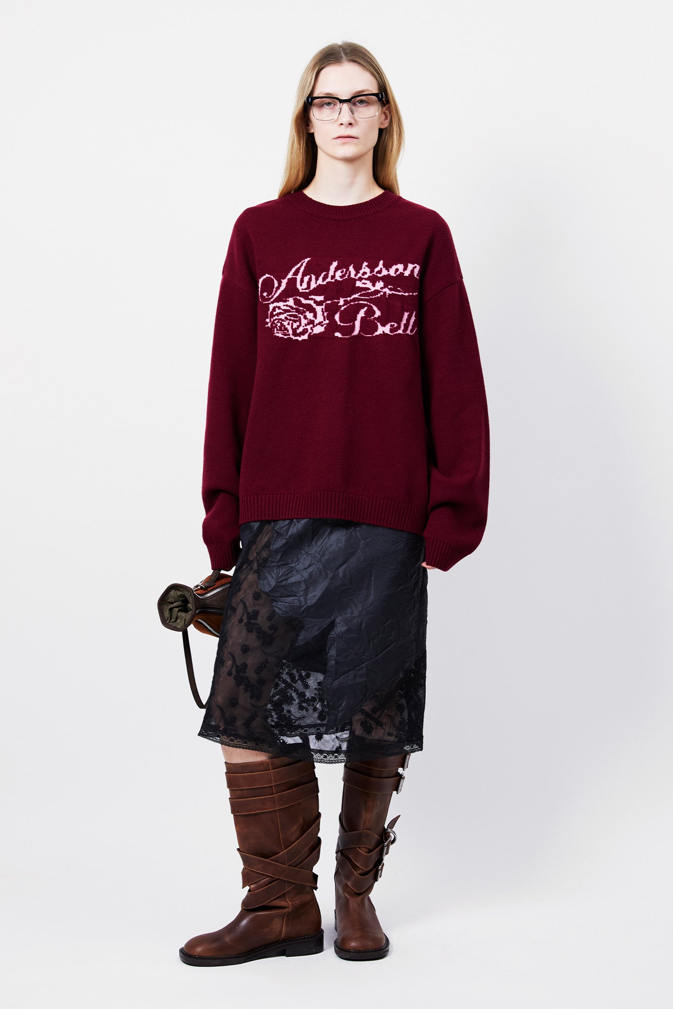 UNISEX CASHMERE ROSE CREW-NECK SWEATER atb1372u (LILAC)