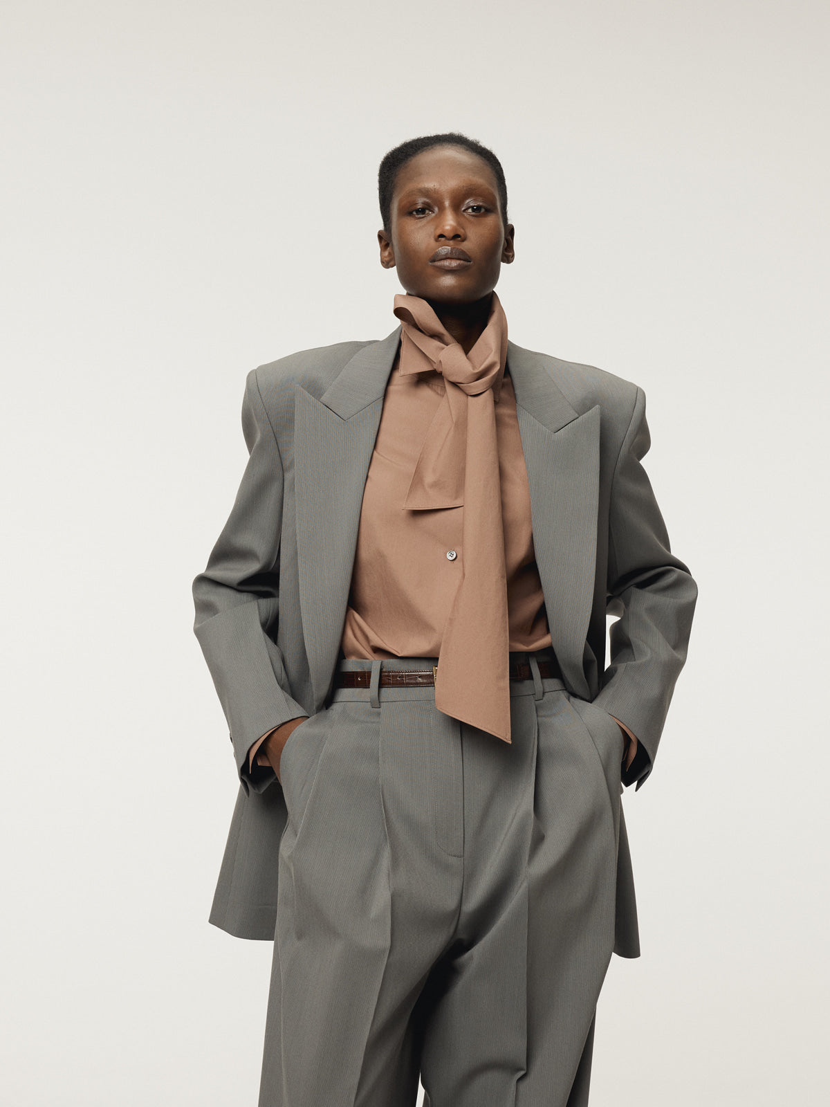 POWDERY COTTON SCARF SHIRT (RUST PINK)