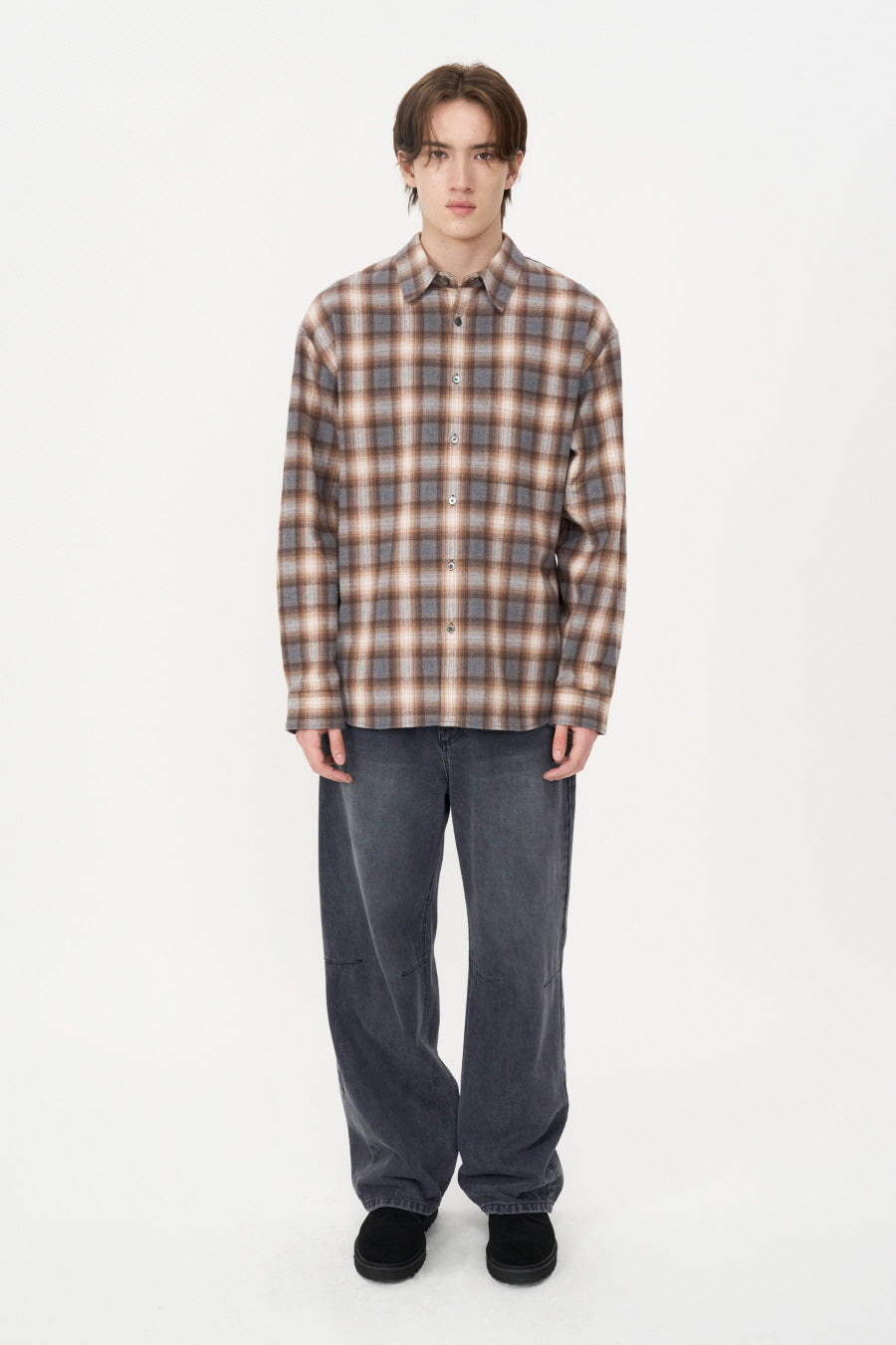 Cotton Flannel Check Shirt BROWN