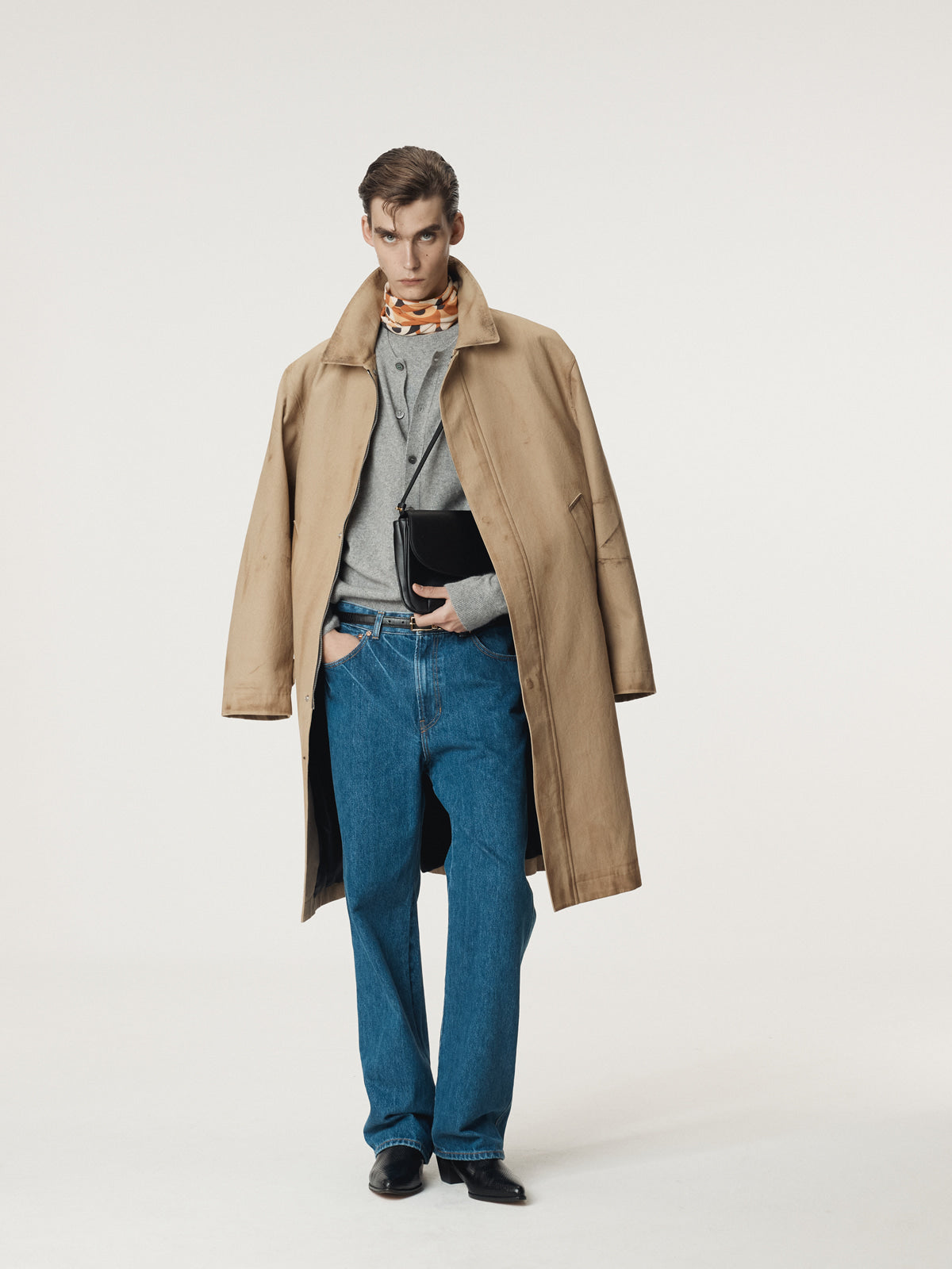 CREW NECK LAYERED CARDIGAN KNIT TOP (MELANGE GREY)