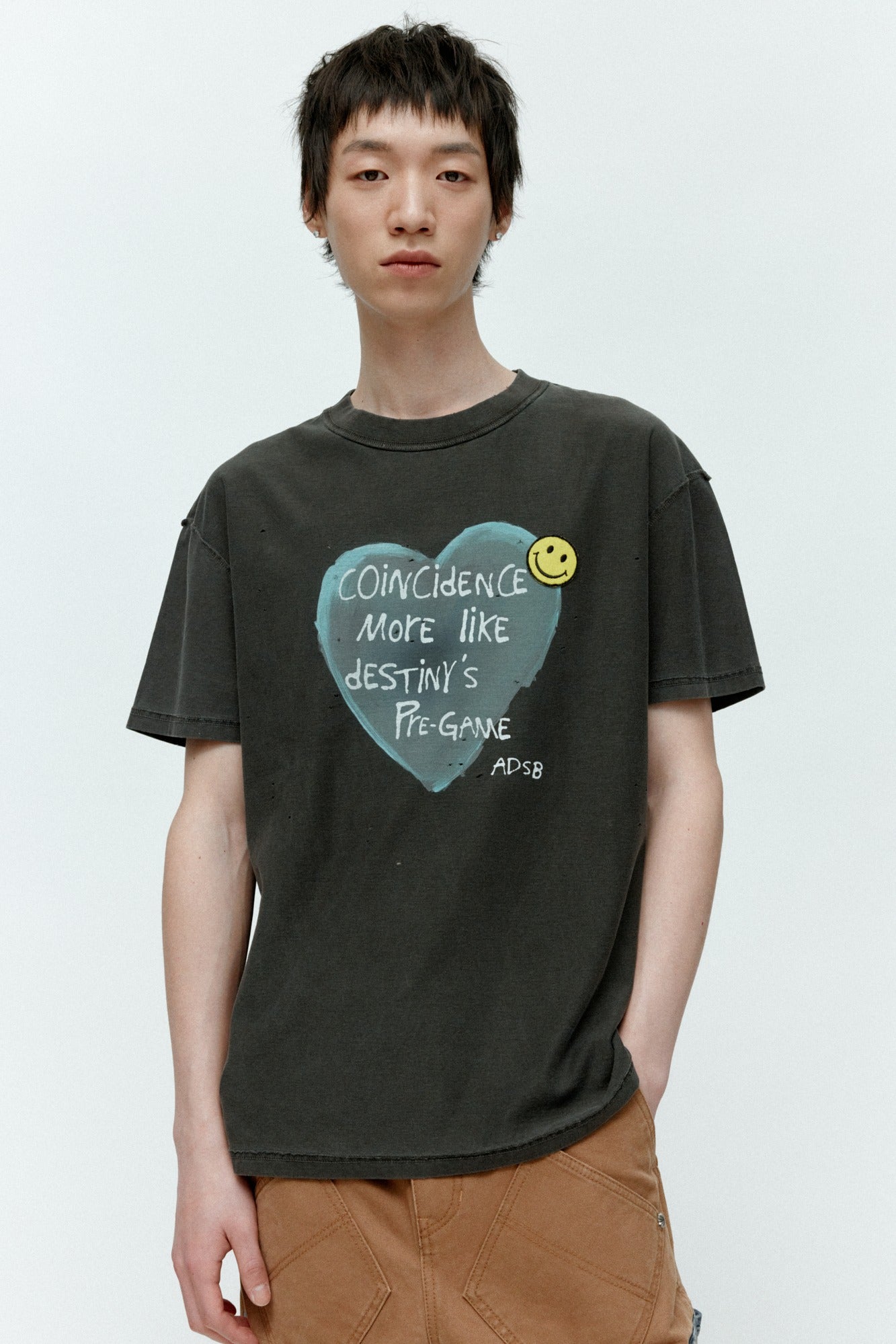 UNISEX HEART MESSAGE T-SHIRT atb1251u (CHARCOAL)
