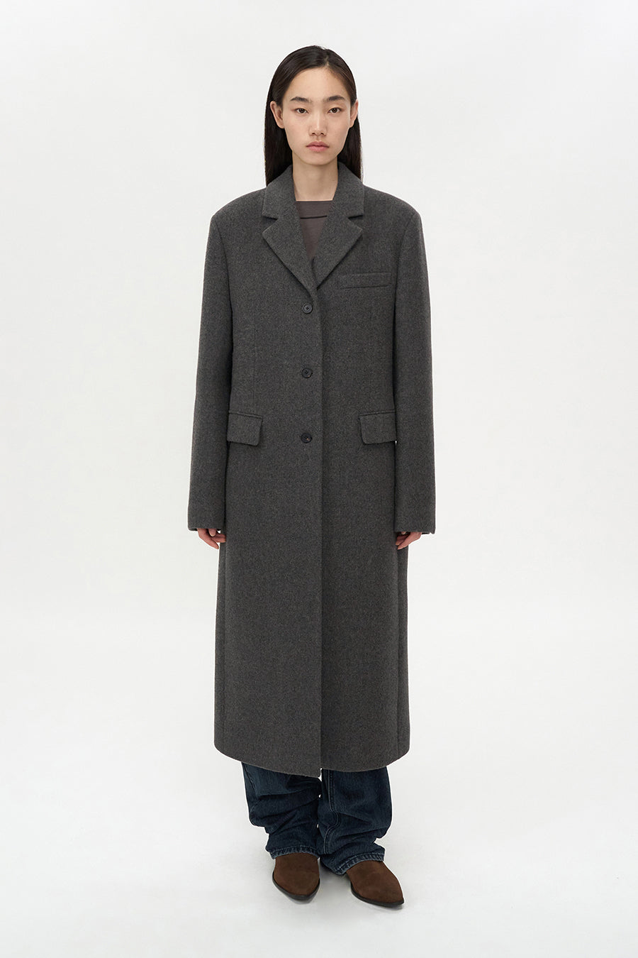 Cashmere Single Maxi Coat BROWN