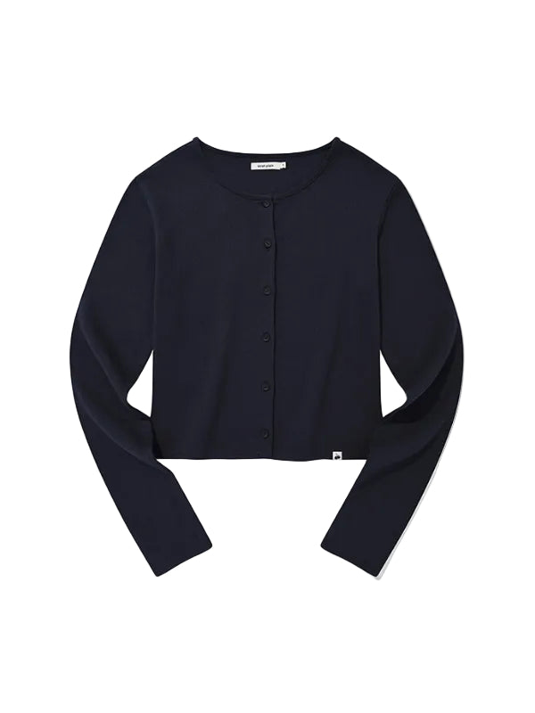 KIRSH PLAIN ROUND NECK SLIM CARDIGAN [DARK NAVY]