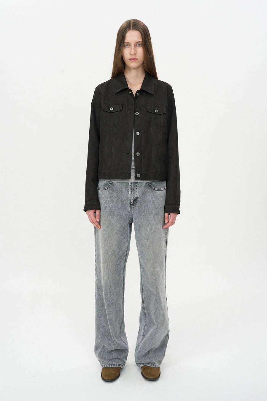 Broken Twill Straight Jeans LIGHT GREY