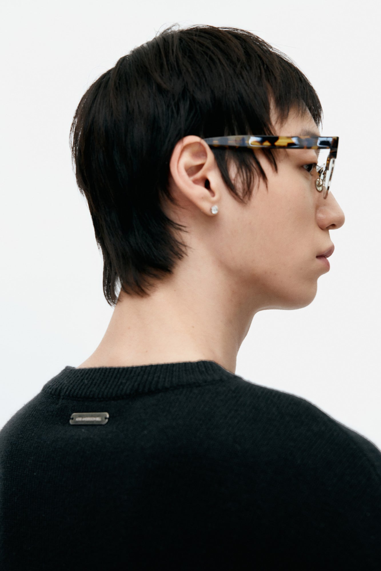 UNISEX CASHMERE ROSE CREW-NECK SWEATER atb1372u (BLACK)