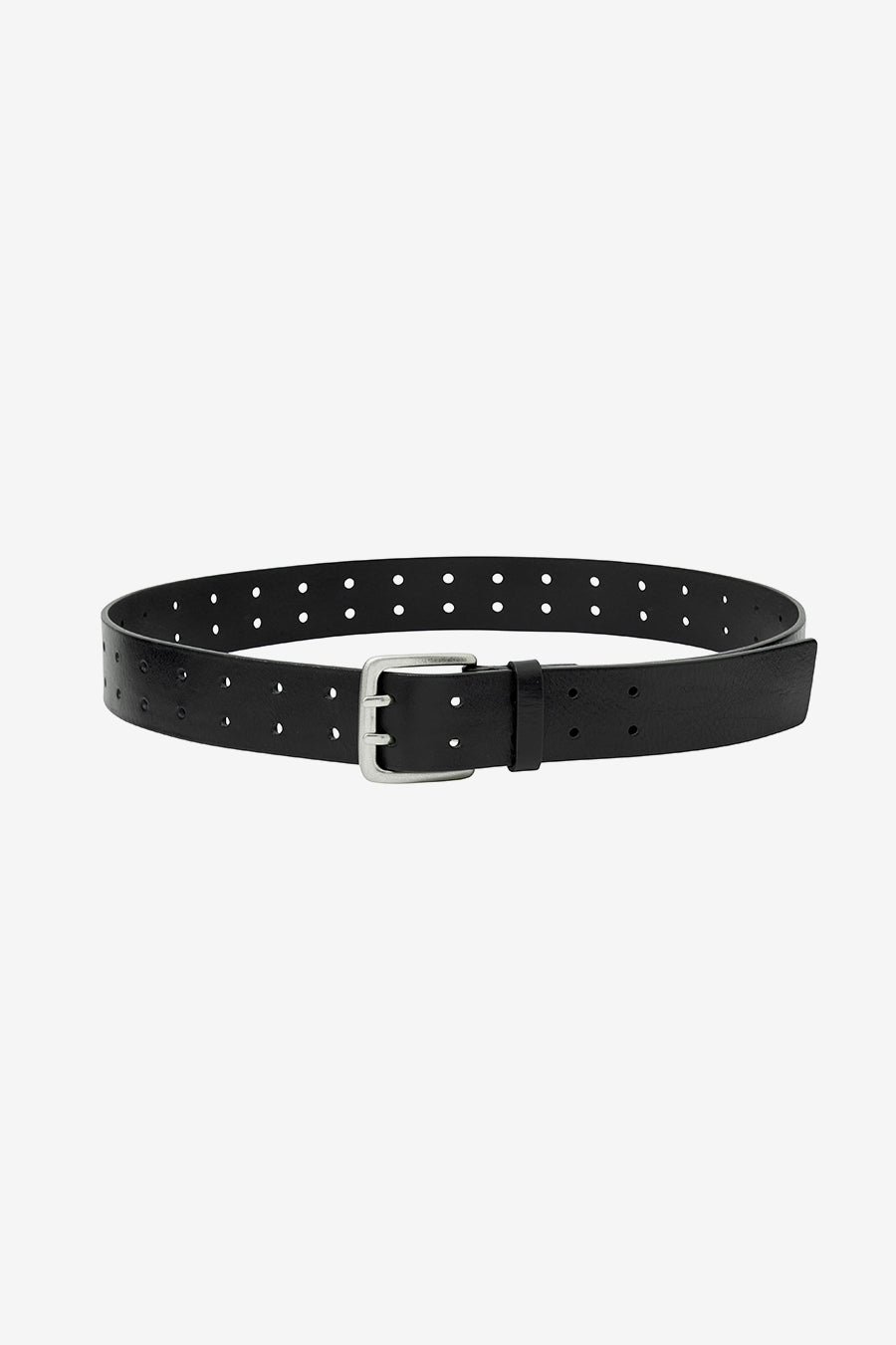 Double Pin Leather Belt BLACK