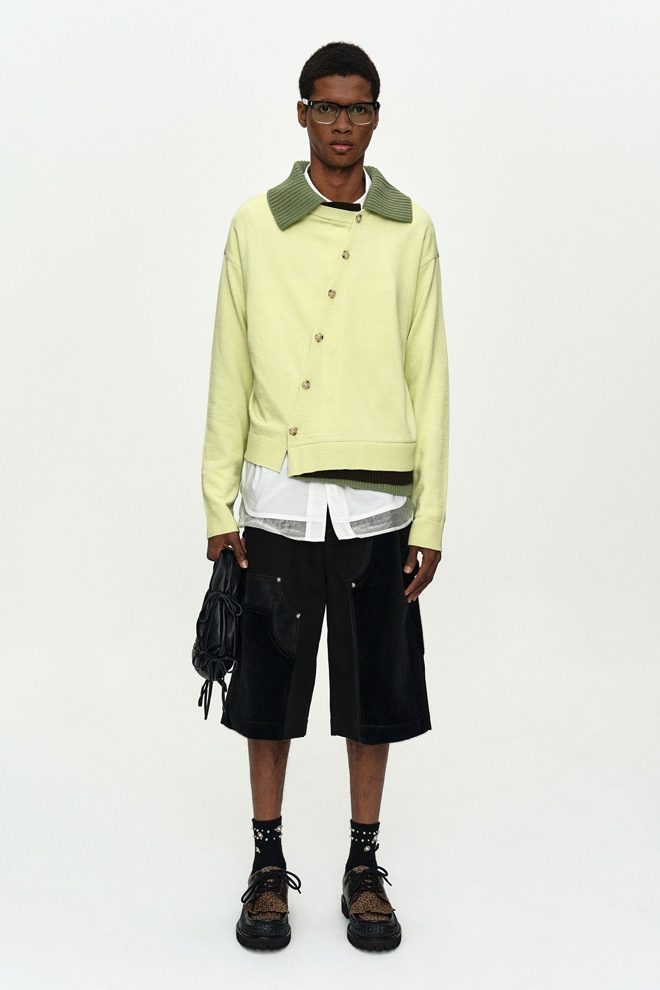 LAYERED COLLAR CARDIGAN atb1428m (LEMON)