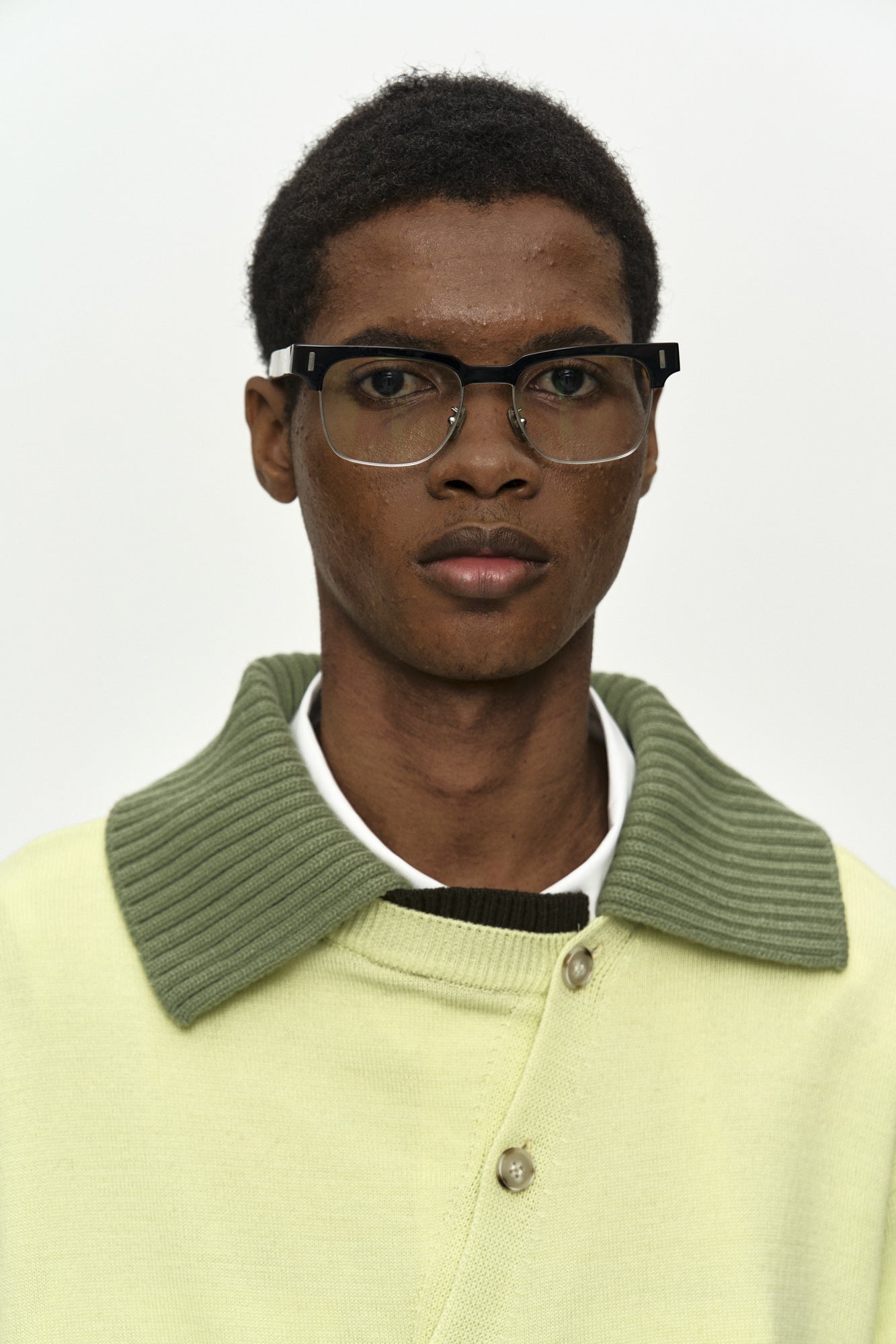 LAYERED COLLAR CARDIGAN atb1428m (LEMON)