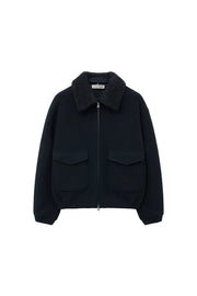 Detachable color cashmere blouson BLACK