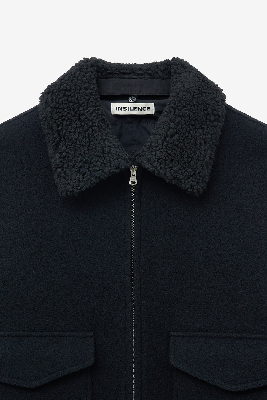 Detachable color cashmere blouson BLACK