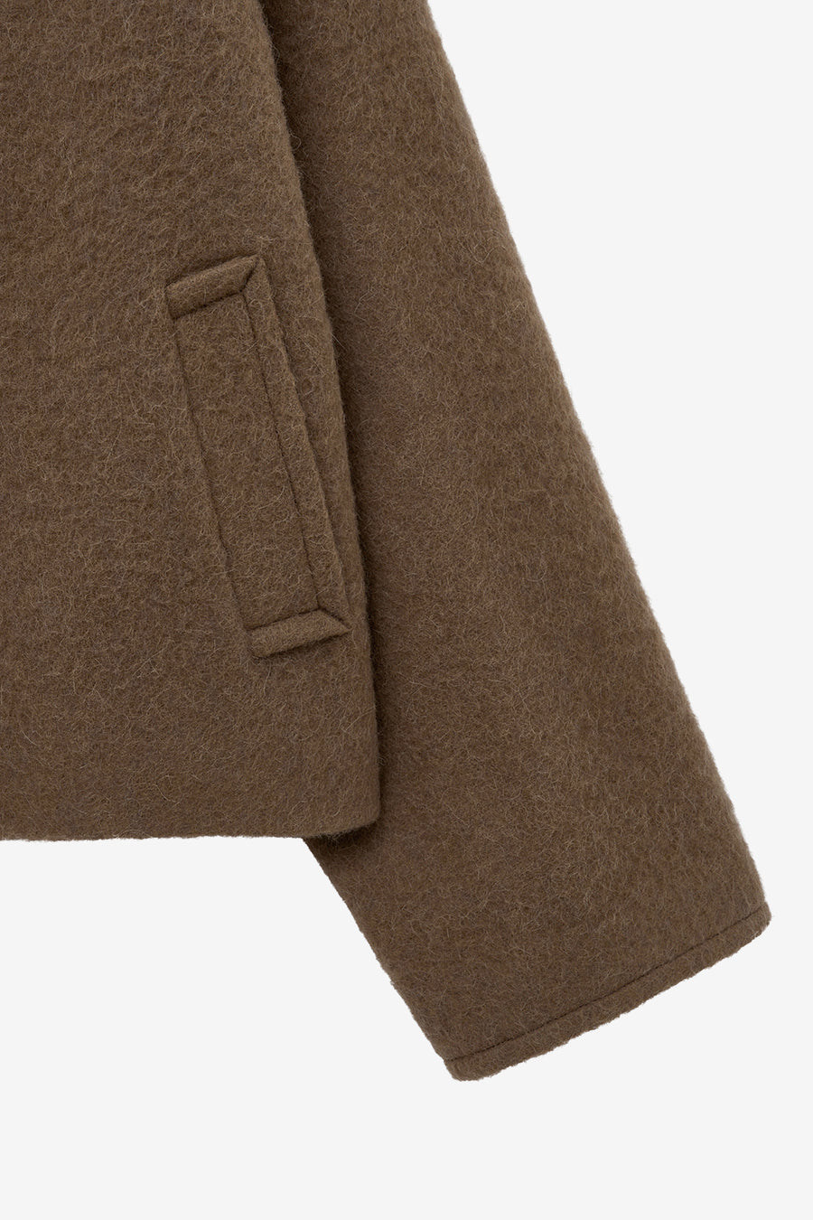 Hairy alpaca half coat CAMEL