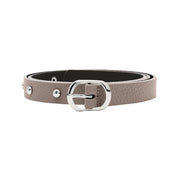 Skinny Studded Leather Belt BEIGE