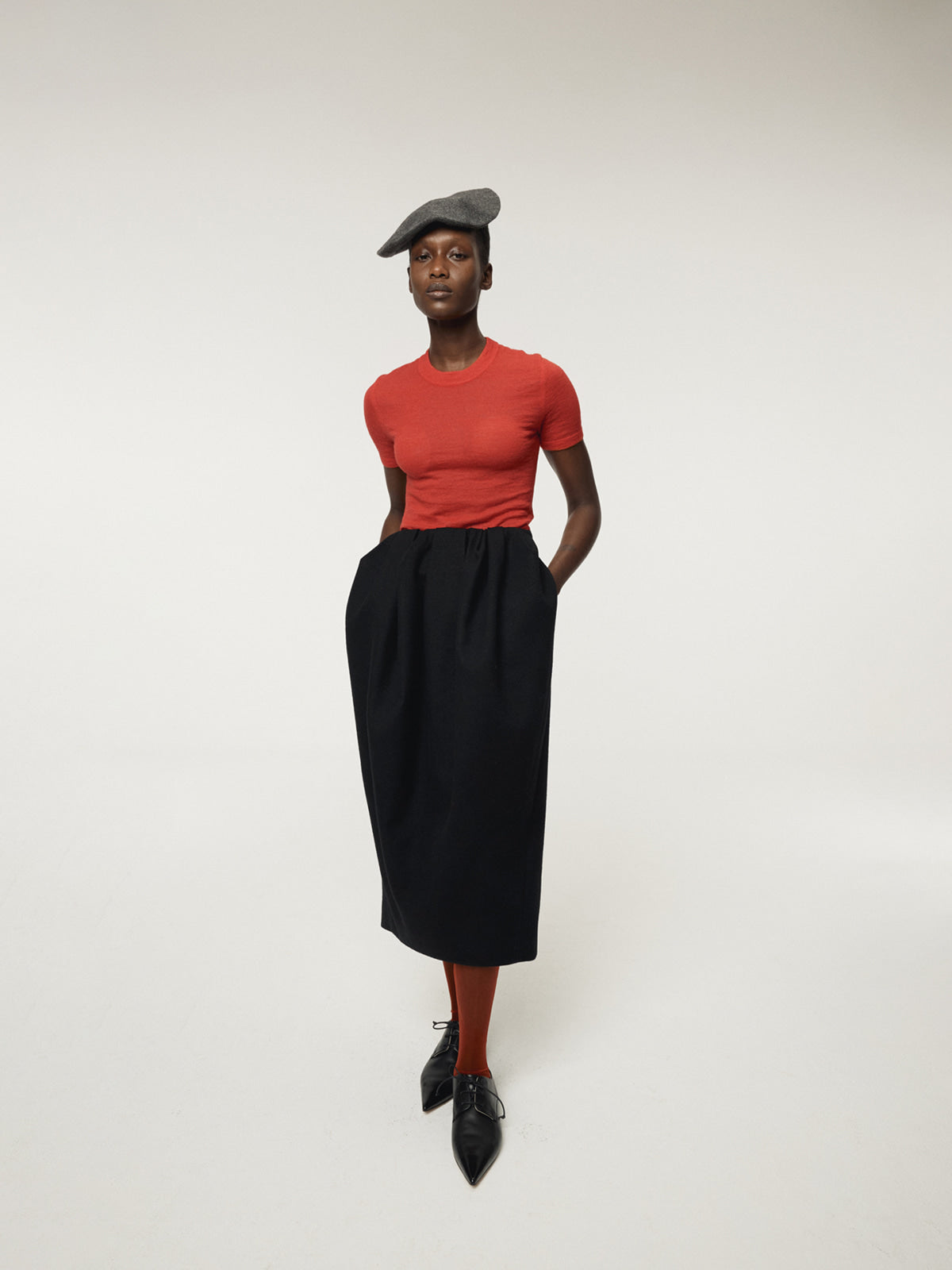 WAIST VOLUME TULIP SKIRT (BLACK)