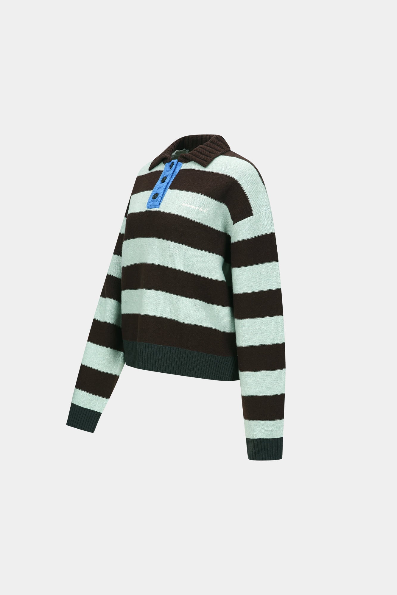 BOLD STRIPE COLLAR SWEATER atb1385w (BROWN/JADE)