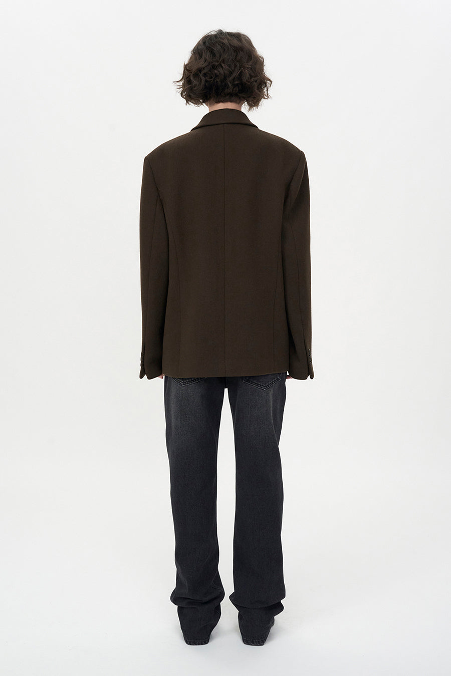 Wool Three-Button Blazer BROWN