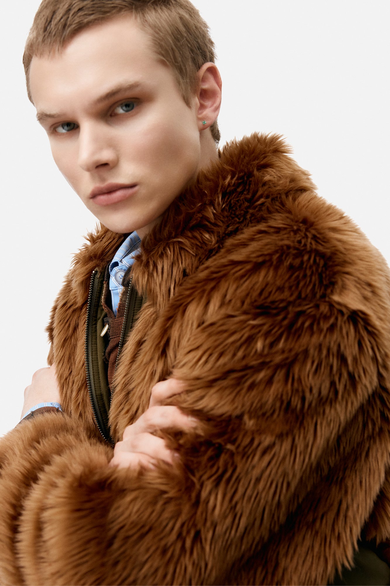UNISEX FLIGHT FUR BOMBER JACKET awa710u (BROWN)