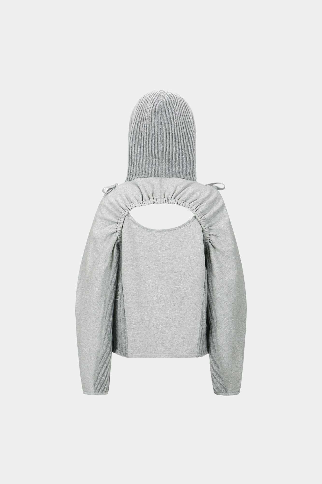 (ESSENTIAL) CUT OUT SHIRRING HOODIE atb1193w (MELANGE GREY)