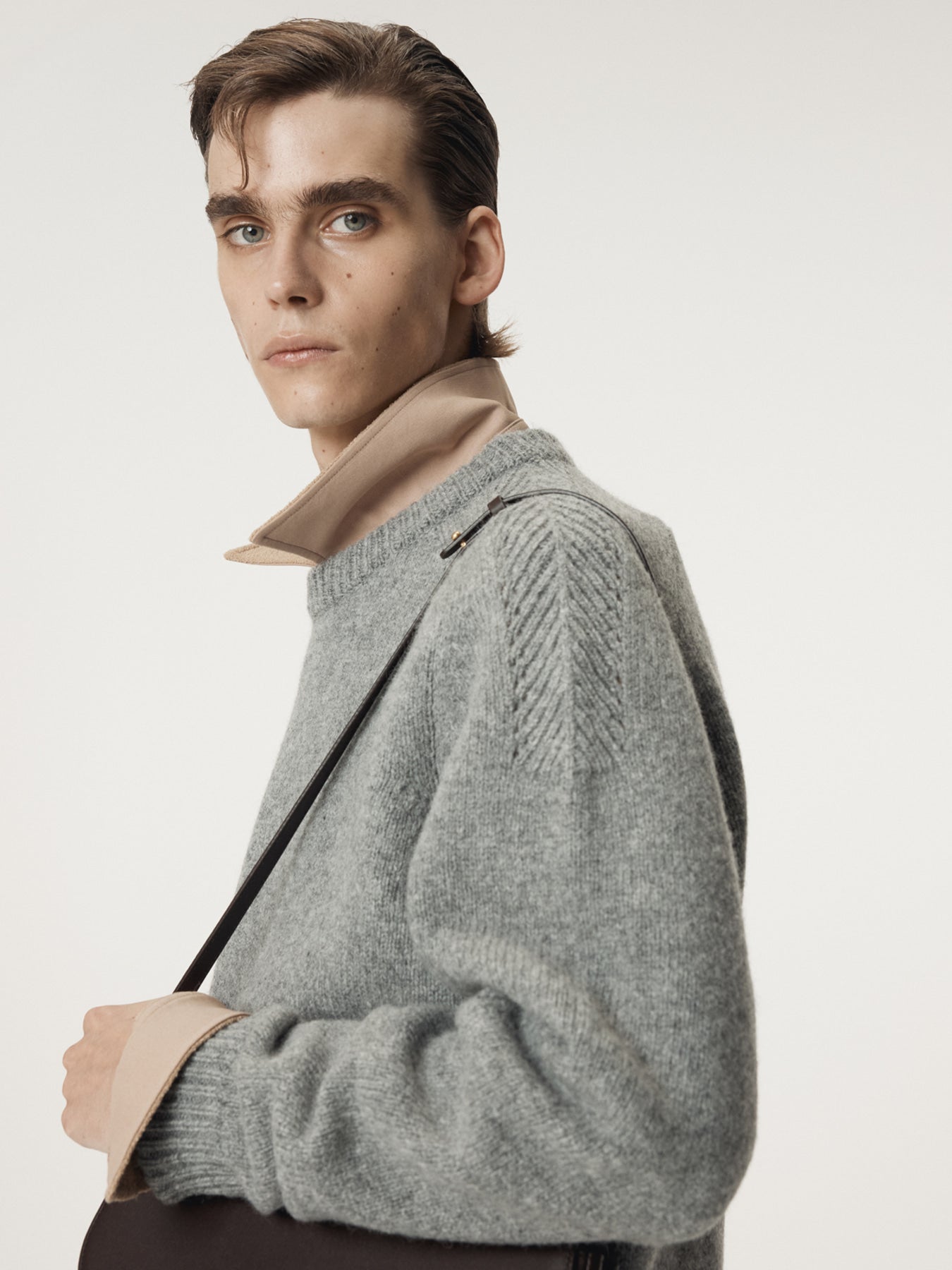 Shetland Wool Knit Top (Melange Grey)