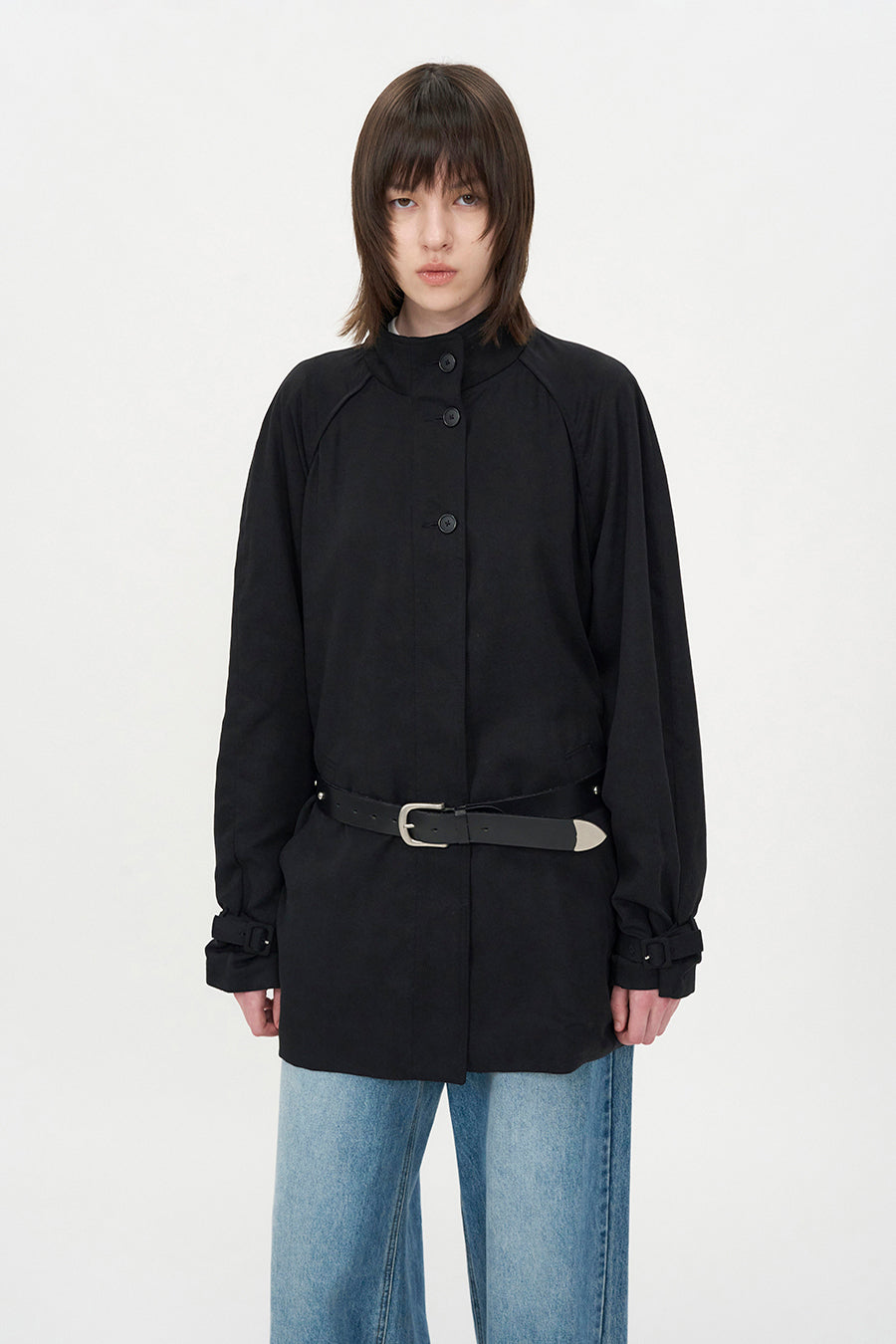 Raglan Tencel Casual Jacket BLACK