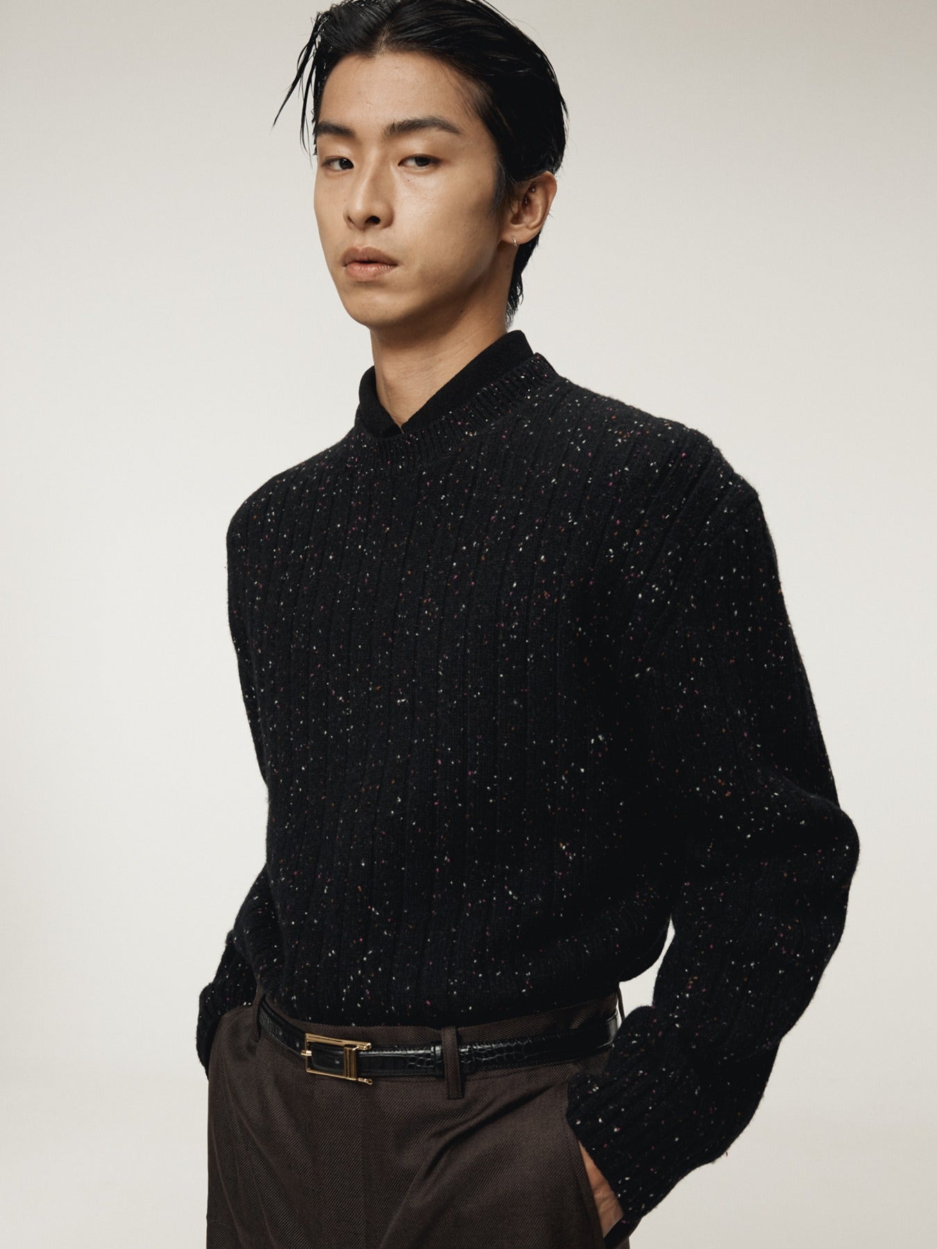 CANDY BOUCLE KNIT TOP (BLACK)