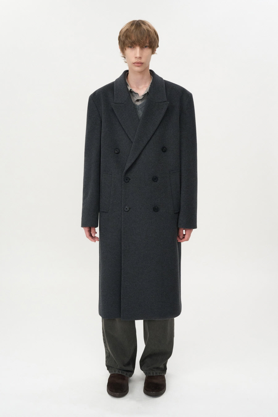 Maphel Cashmere Picked Double Coat MELANGE GREY