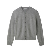 CREW NECK LAYERED CARDIGAN KNIT TOP (MELANGE GREY)