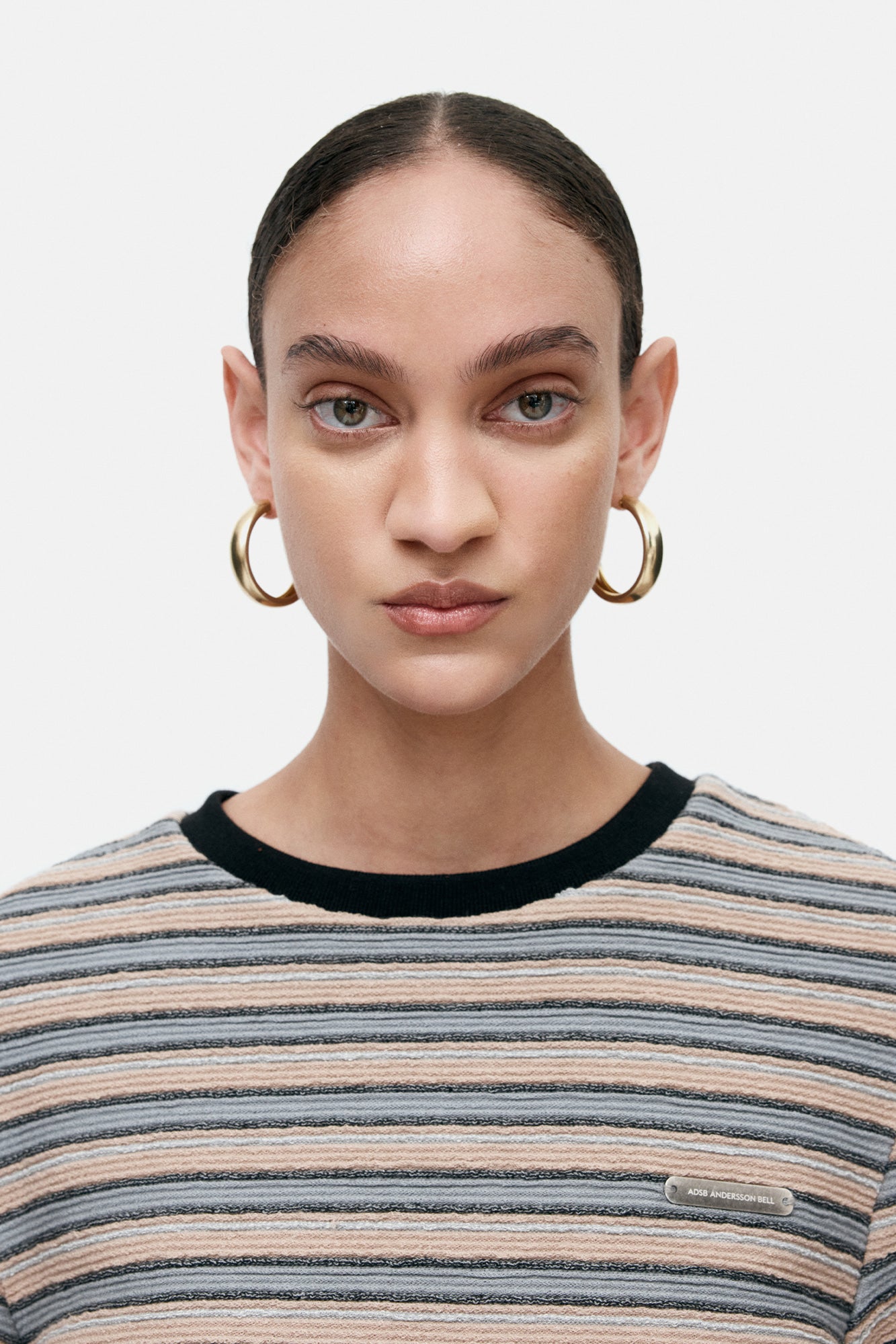 MULTI STRIPE LS T-SHIRTS atb1335w (BEIGE / BRICK)