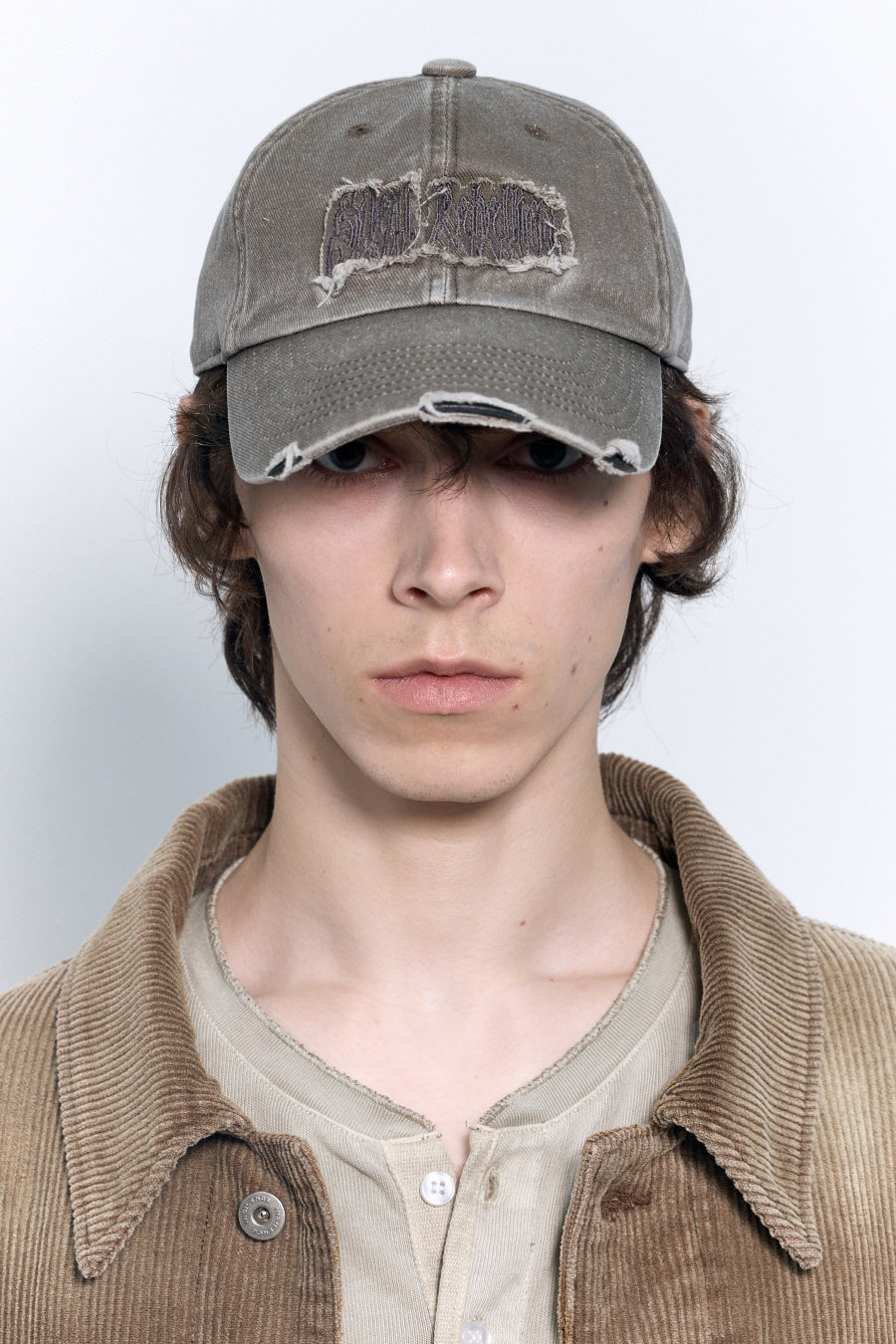 Washed Needlework Cap BROWN