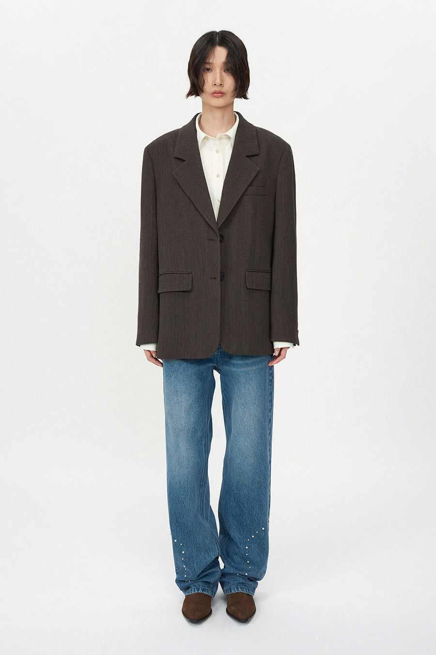 Oversized Wool Blazer BROWN