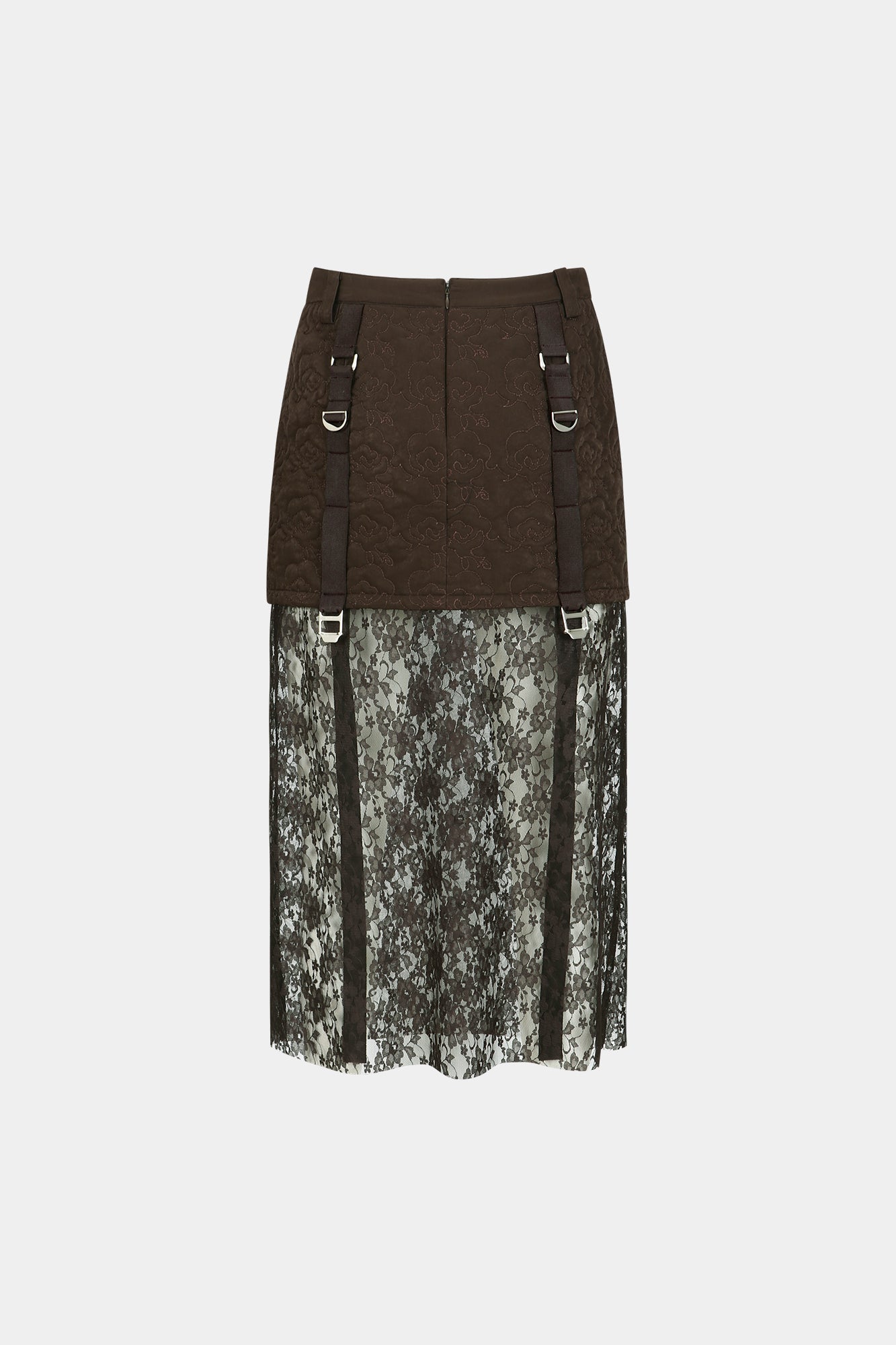 EMBROIDERY PADDED SKIRT apa764w (D/BROWN)
