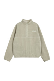 OVERSIZED HALF NECK FLEECE TOP - BEIGE