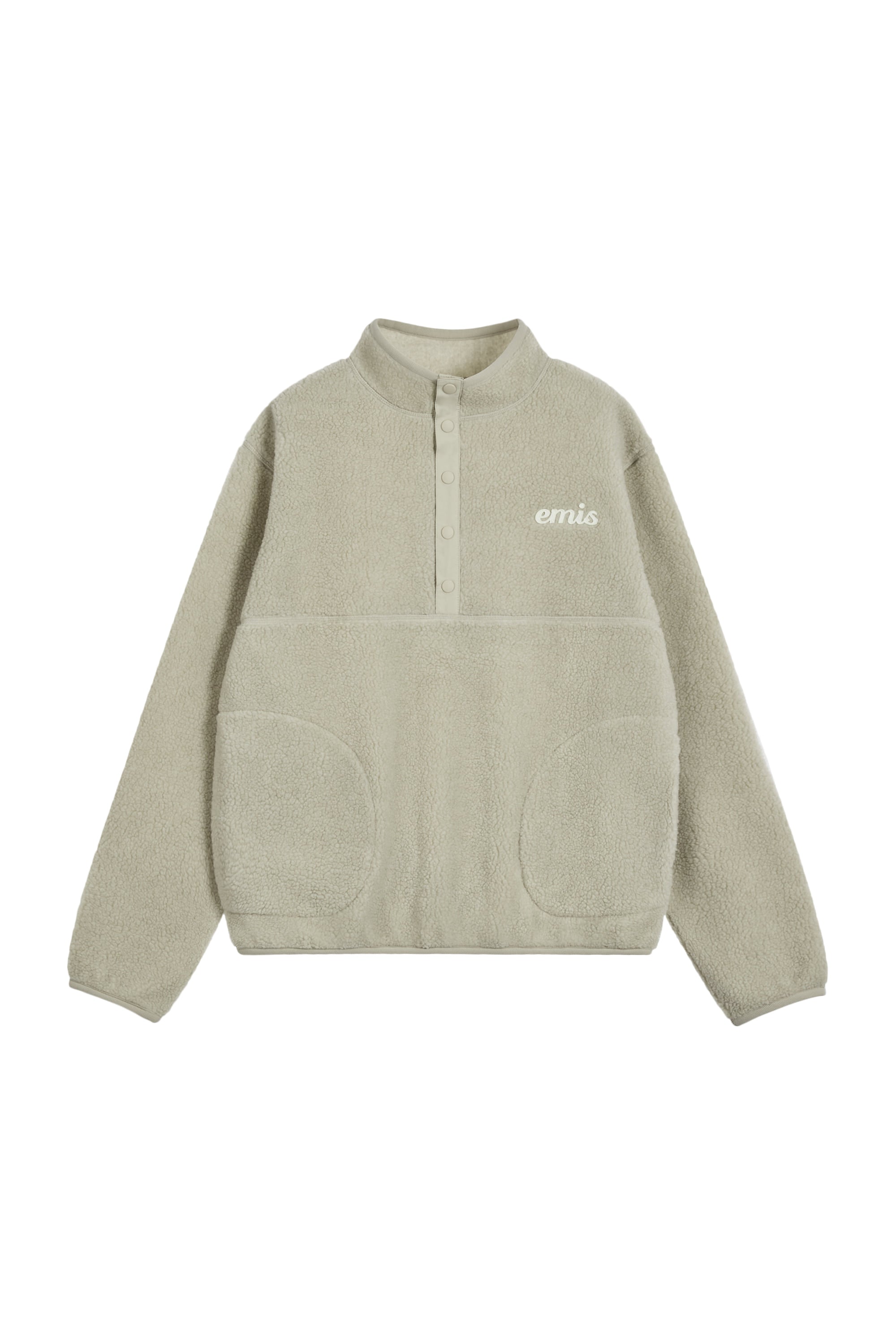 OVERSIZED HALF NECK FLEECE TOP - BEIGE