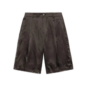 Satin Bermuda Pants BROWN
