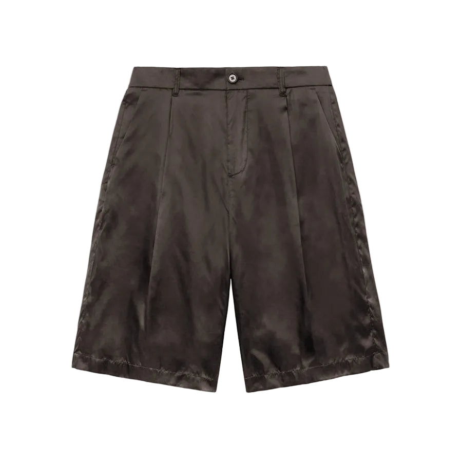 Satin Bermuda Pants BROWN