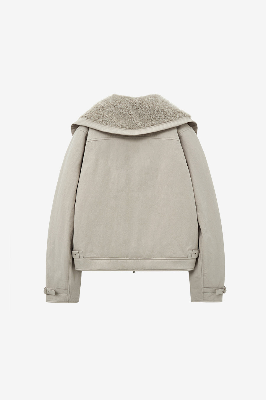 Spread Fur Collar Jumper GREY BEIGE