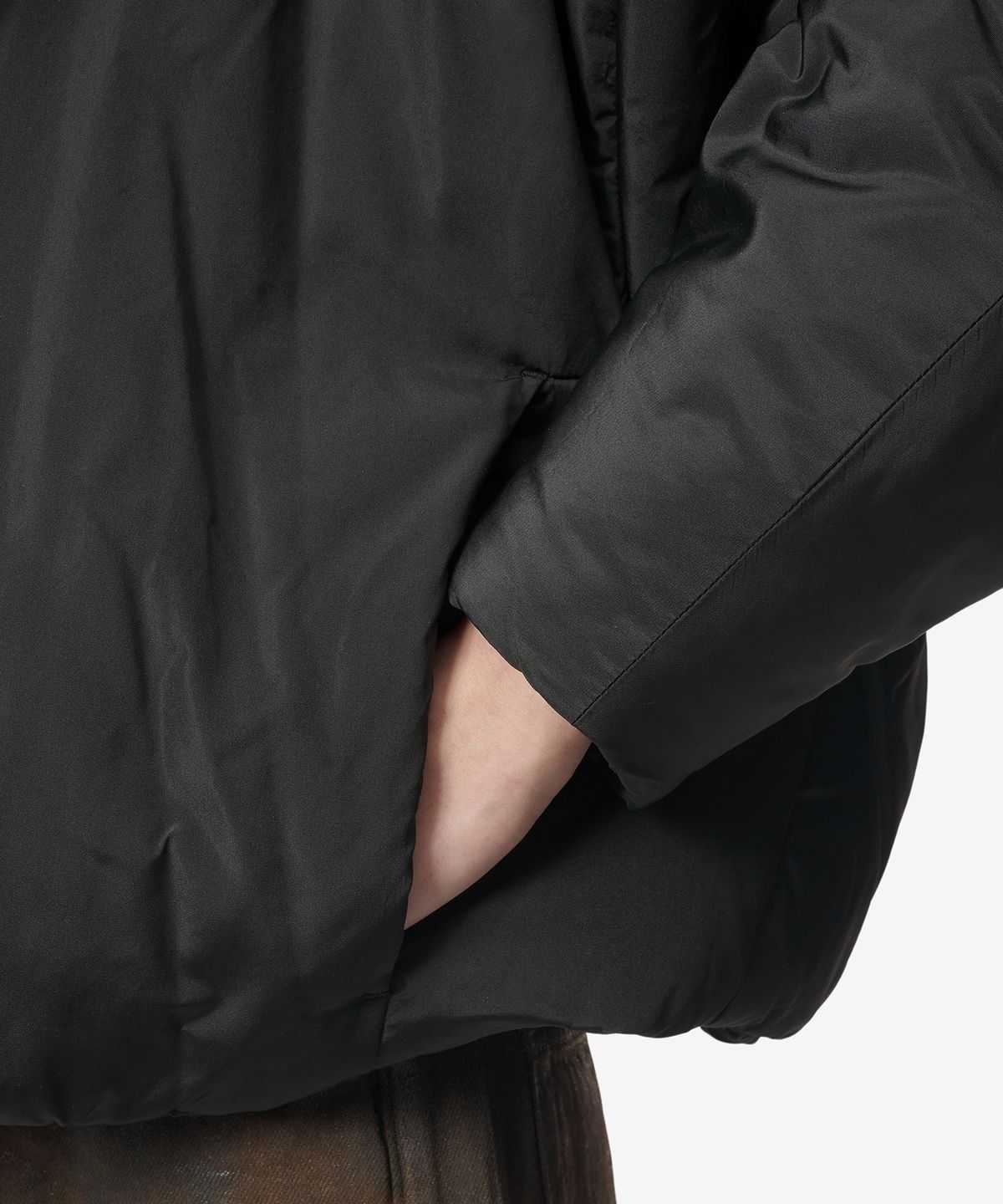 Saint Laurent Wide Collar Padded Jacket - Black / 764070Y070O1000
