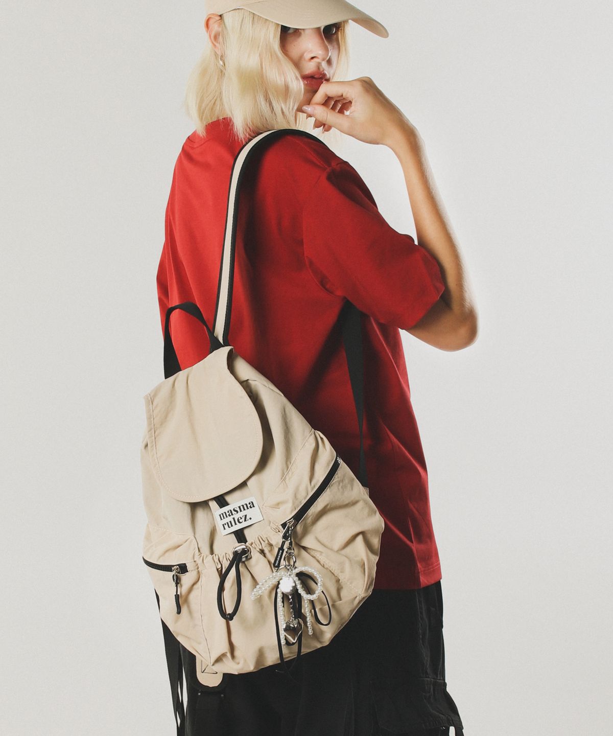 Masmarulez Mini Flap Backpack _Beige