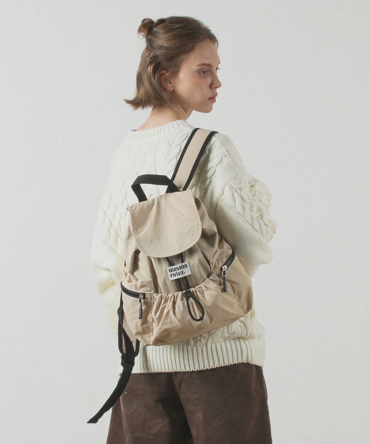 Masmarulez Mini Flap Backpack _Beige
