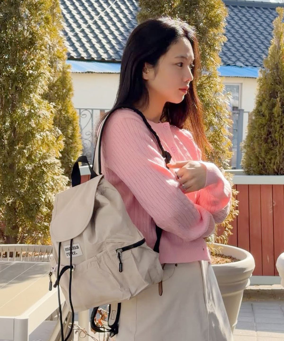 Masmarulez Mini Flap Backpack _Beige
