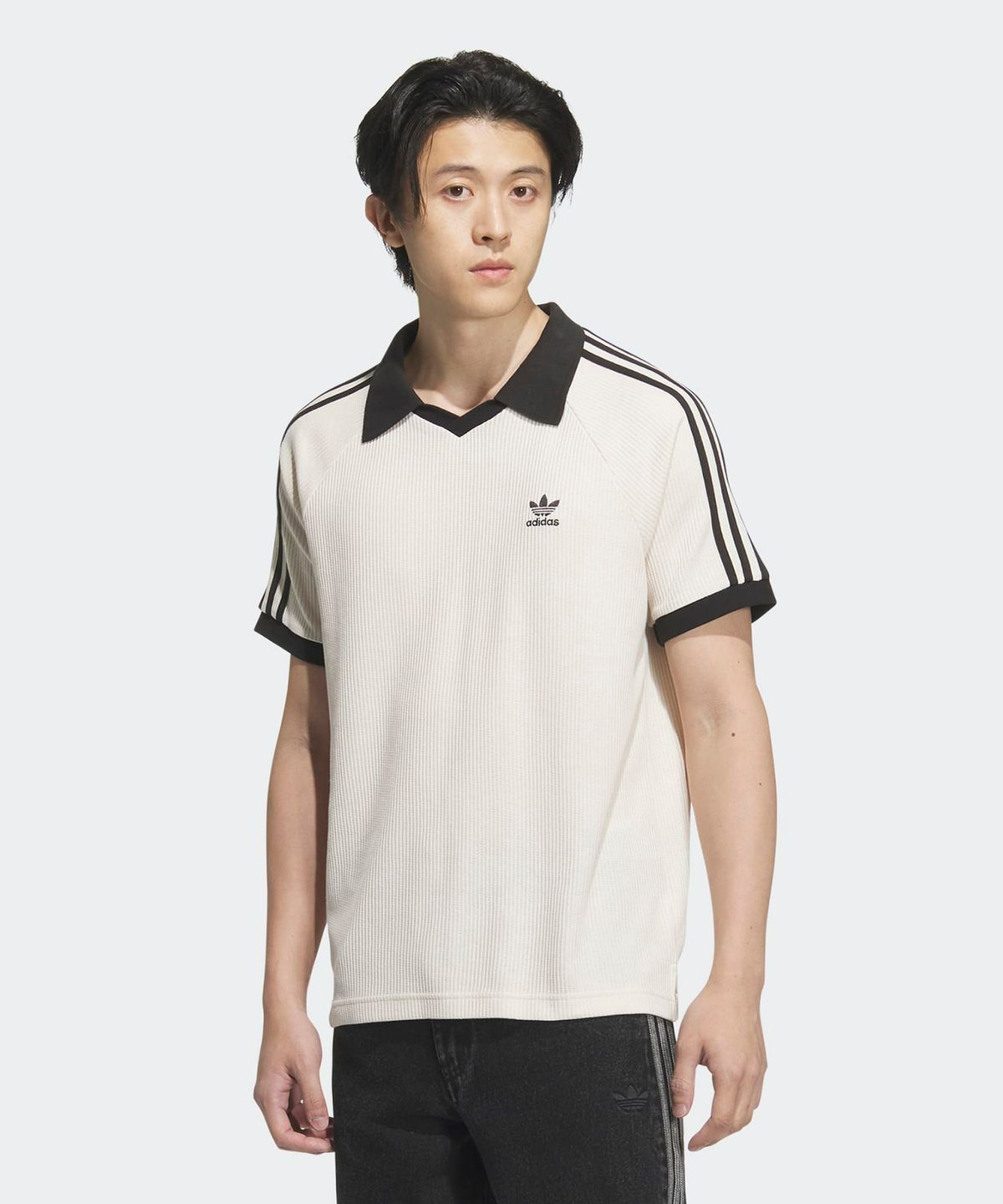 Adidas Waffle Short Sleeve Polo Shirt - Wonder White / JV9265
