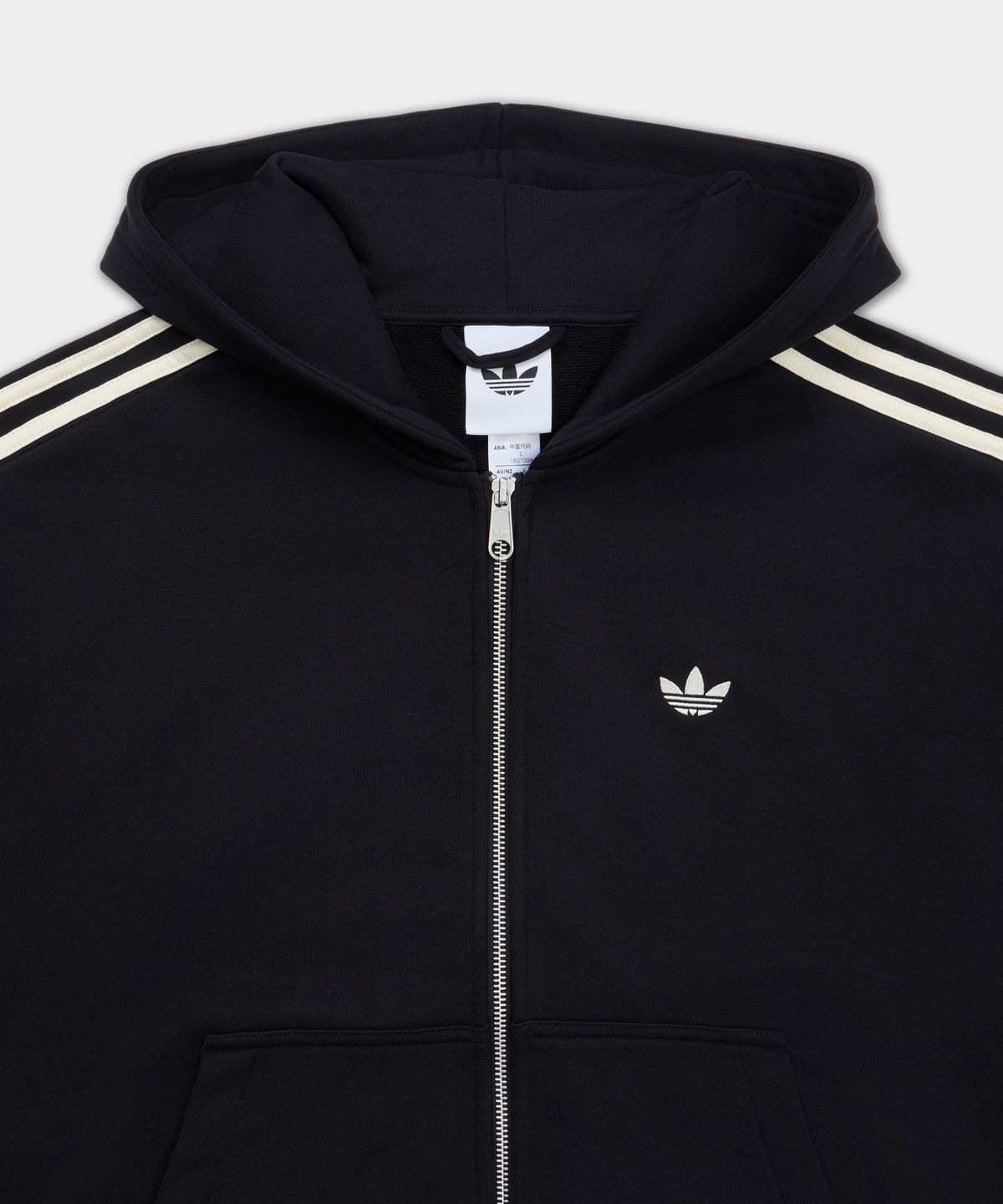 Adidas Hooded Zip-Up - Black: Cream White / KC9315
